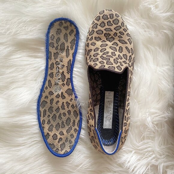 Rothy’s Brown Black Leopard Animal Print Slip On Loafer Flat Shoes - Picture 7 of 8